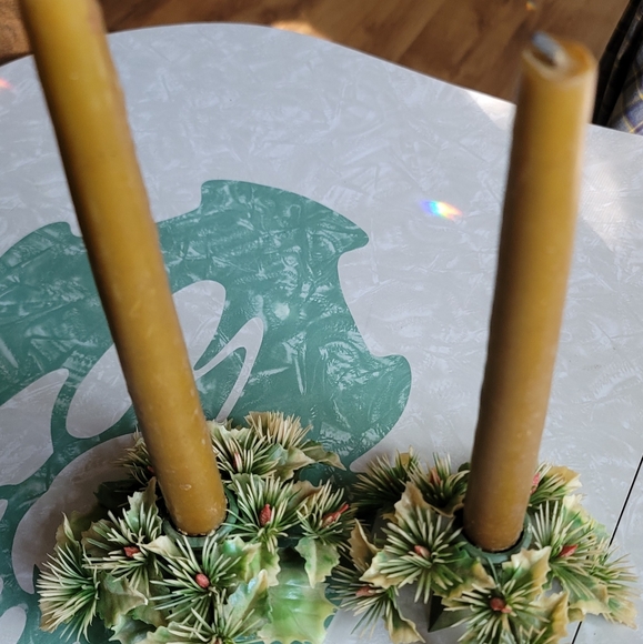 Vtg Christmas candle rings